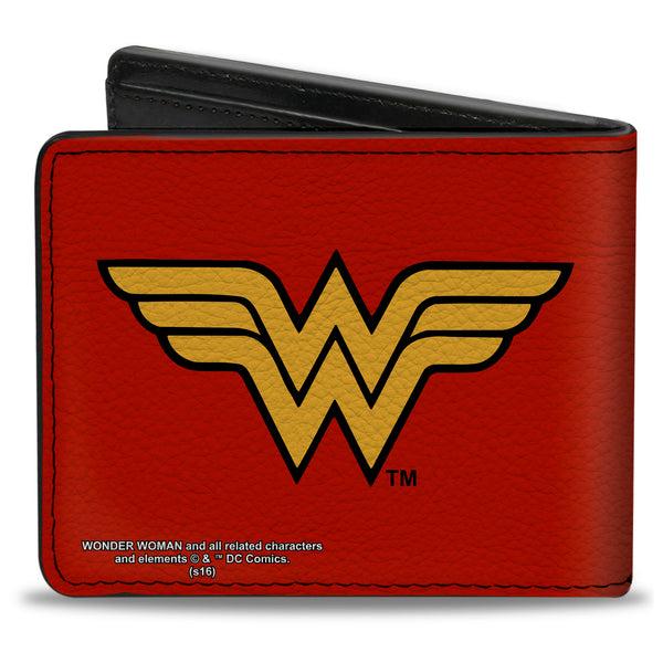 Buckle Down Bi-Fold Wallet - Wonder Woman Logo Red Black Gold