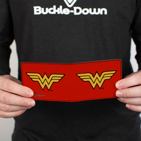 Buckle Down Bi-Fold Wallet - Wonder Woman Logo Red Black Gold