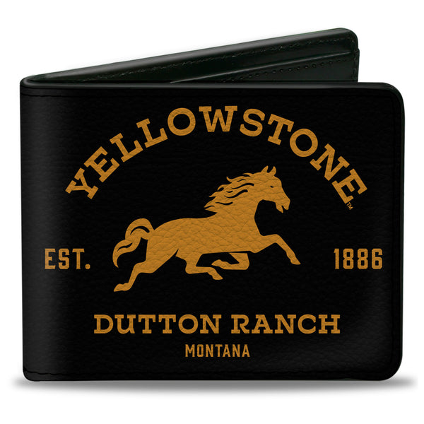 buckle down Bi-Fold Wallet - YELLOWSTONE DUTTON RANCH MONTANA Black/Yellow