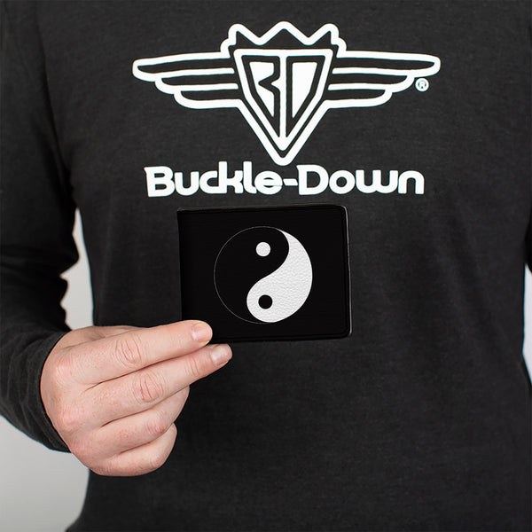 Buckle Down Bi-Fold Wallet - Yin Yang Symbol Black White