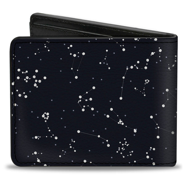 Buckle Down Bi-Fold Wallet - Zodiac Aries Symbol Constellations Black White