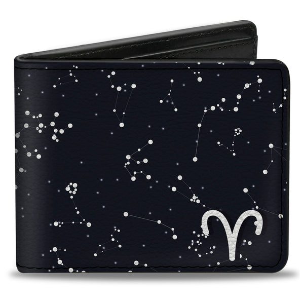 buckle down Bi-Fold Wallet - Zodiac Aries Symbol Constellations Black White