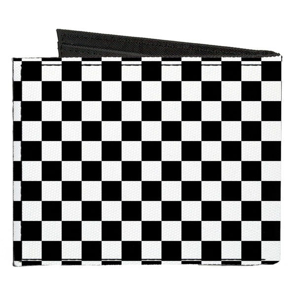 Buckle Down Black And White Checkered Canvas Bi-Fold Wallet