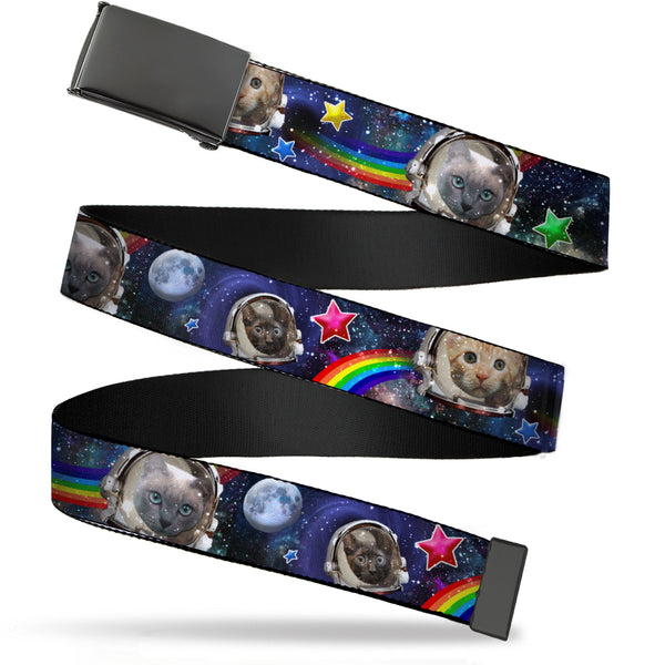 buckle down Black Buckle Web Belt - Astronaut Cats in Space/Rainbows/Stars Webbing