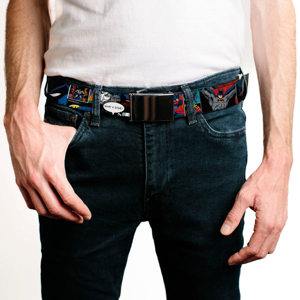Buckle Down Black Buckle Web Belt - Batman & Joker Comic Strip Webbing