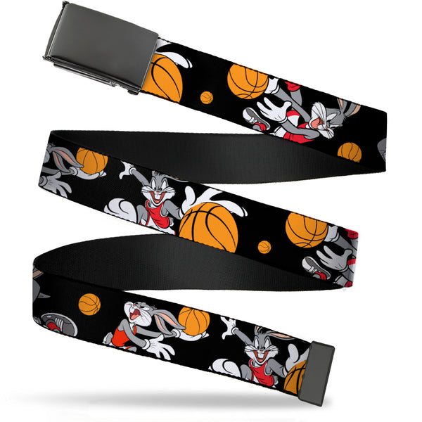 buckle down Black Buckle Web Belt - Bugs Bunny 4-Basketball Poses Black Webbing
