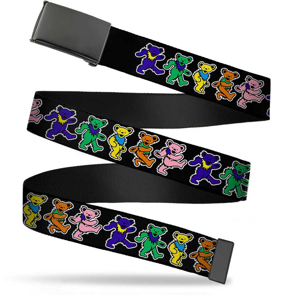 buckle down Black Buckle Web Belt - Dancing Bears Black/Multi Color Webbing