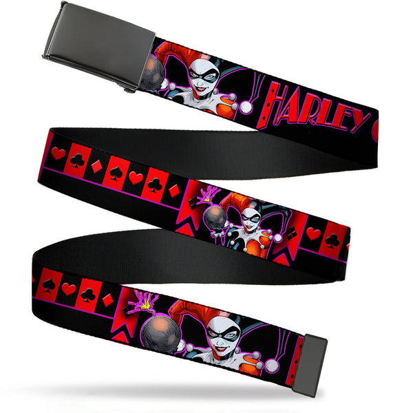 buckle down Black Buckle Web Belt - HARLEY QUINN Bomb Poses/Suits Black/Purple/Red Webbing