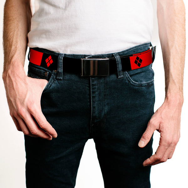 Buckle Down Black Buckle Web Belt - HARLEY QUINN/Diamonds Black/Red/White Webbing