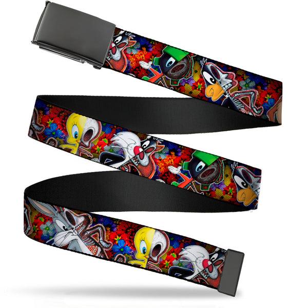 buckle down Black Buckle Web Belt - Looney Tunes 6-Anatomy Character Poses Black Webbing