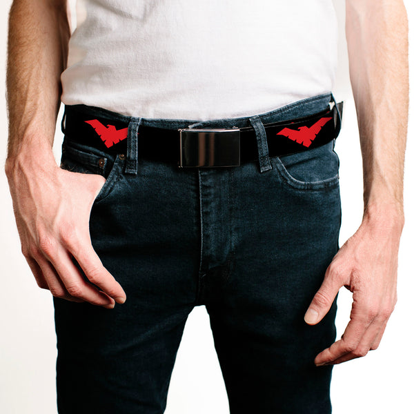 Buckle Down Black Buckle Web Belt - Nightwing Logo Black/Red Webbing