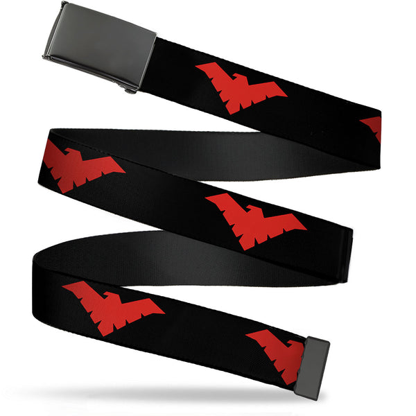 buckle down Black Buckle Web Belt - Nightwing Logo Black/Red Webbing