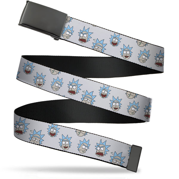 buckle down Black Buckle Web Belt - Rick & Morty Rick Expressions Scattered Gray Webbing
