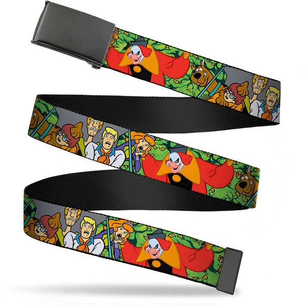 buckle down Black Buckle Web Belt - Scooby Doo Group w/Ghost Clown & Eyes Webbing