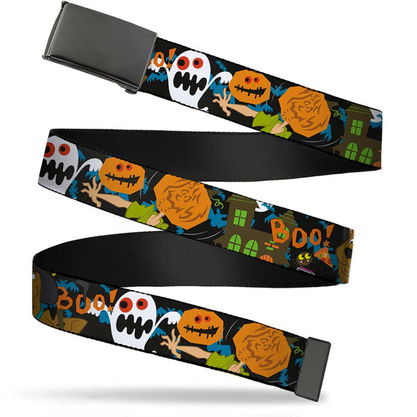 buckle down Black Buckle Web Belt - Scooby Doo Halloween2/Ghosts BOO Webbing