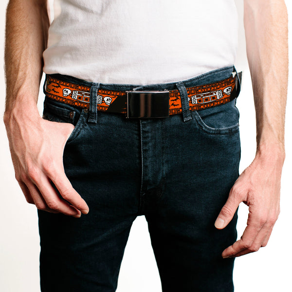 Buckle Down Black Buckle Web Belt - SCOOBY DOO Running Chase Orange/Black/White Webbing