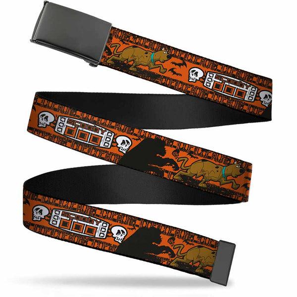 buckle down Black Buckle Web Belt - SCOOBY DOO Running Chase Orange/Black/White Webbing
