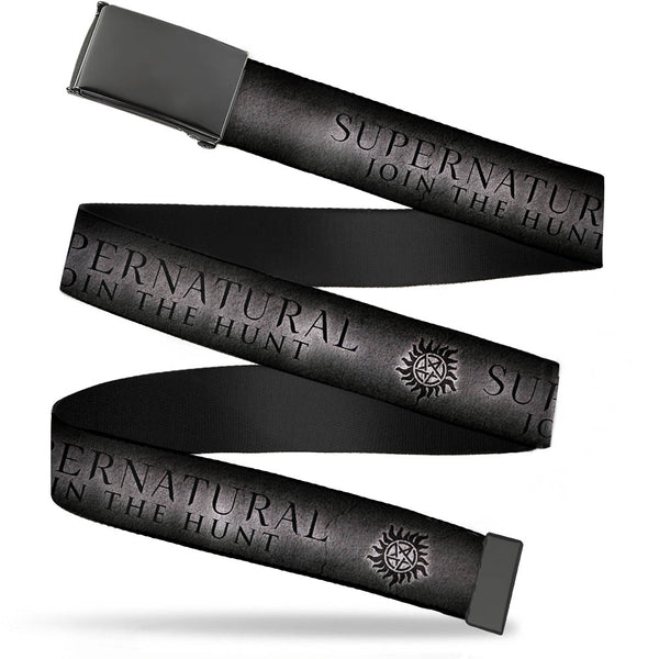 buckle down Black Buckle Web Belt - SUPERNATURAL-JOIN THE HUNT/Winchester Pentagram Grays/Black Webbing
