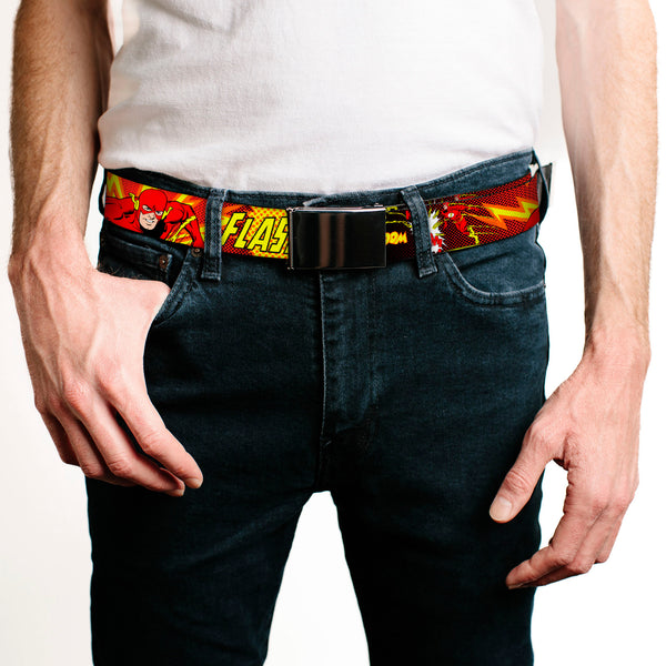 Buckle Down Black Buckle Web Belt - The Flash BOOM-KABOOM Webbing
