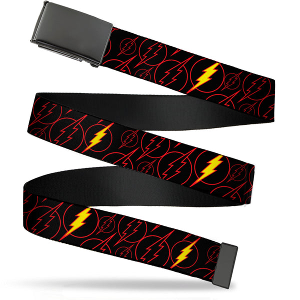buckle down Black Buckle Web Belt - The Flash Logo13 Scattered Black/Red/Yellow Webbing
