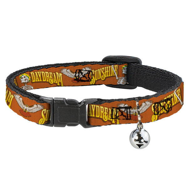 buckle down Breakaway Cat Collar with Bell - Grateful Dead SUNSHINE DAYDREAM Skeleton Orange