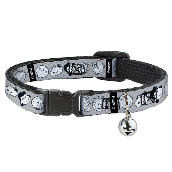 buckle down Breakaway Cat Collar with Bell - Peanuts Gang Expressions Gray/Black/White