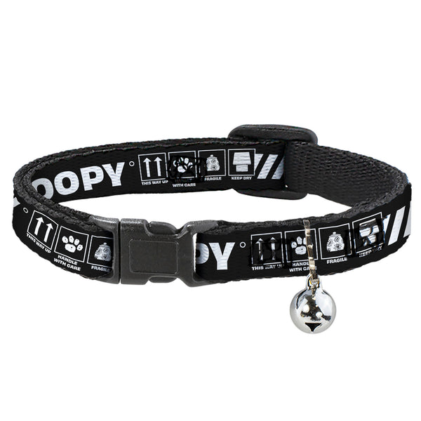buckle down Breakaway Cat Collar with Bell - Peanuts SNOOPY Care Symbols 100% ORIGINAL Black/White