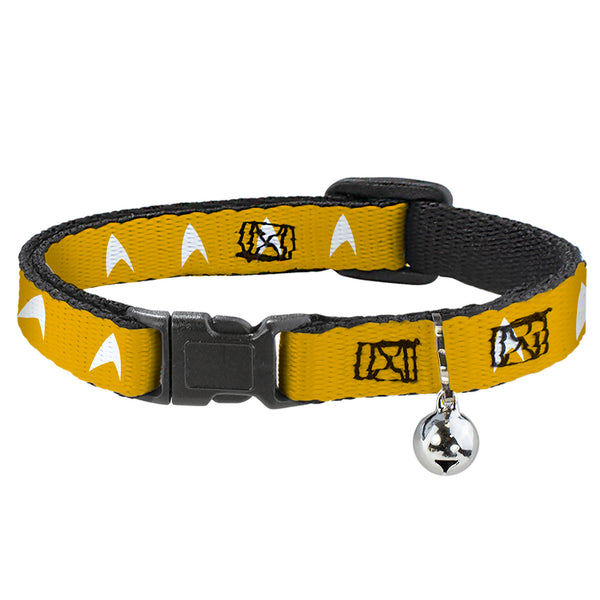 buckle down Breakaway Cat Collar with Bell - Star Trek Starfleet Insignia Golden Yellow/White