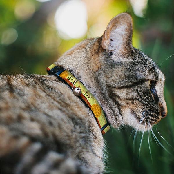 Buckle Down Breakaway Cat Collar With Bell - Toy Story Woody Bounding Cowboy Buckle Stripe Yellow/Red/Brown