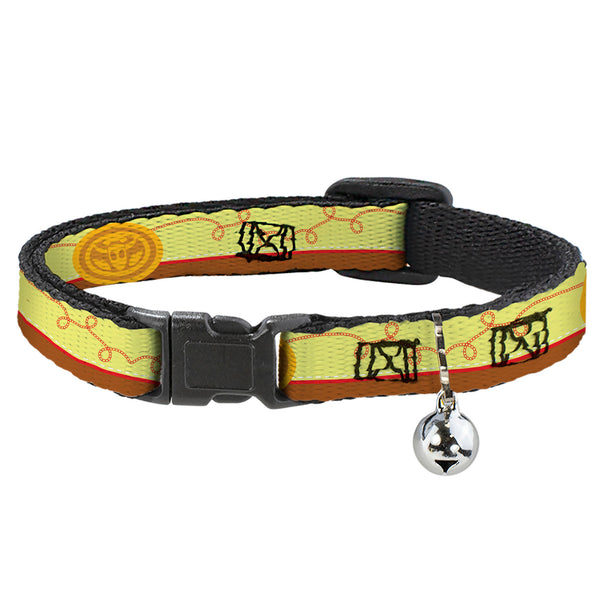buckle down Breakaway Cat Collar with Bell - Toy Story Woody Bounding Cowboy Buckle Stripe Yellow/Red/Brown