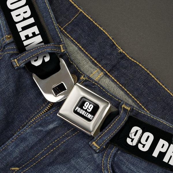 Buckle Down Buckle-Down 99 PROBLEMS Full Color Black/White Seatbelt Belt - 99 PROBLEMS Black/White Webbing