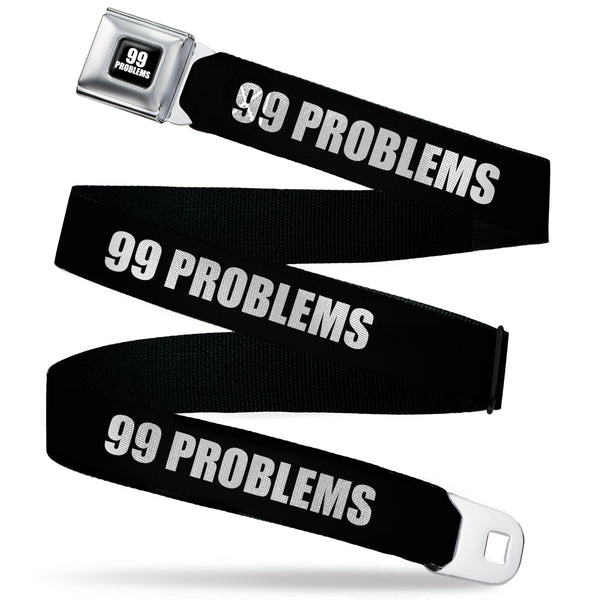 buckle down Buckle-Down 99 PROBLEMS Full Color Black/White Seatbelt Belt - 99 PROBLEMS Black/White Webbing