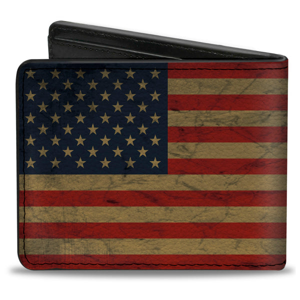 Buckle Down Bi-Fold Wallet - American Flag Weathered