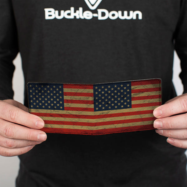 Buckle Down Bi-Fold Wallet - American Flag Weathered