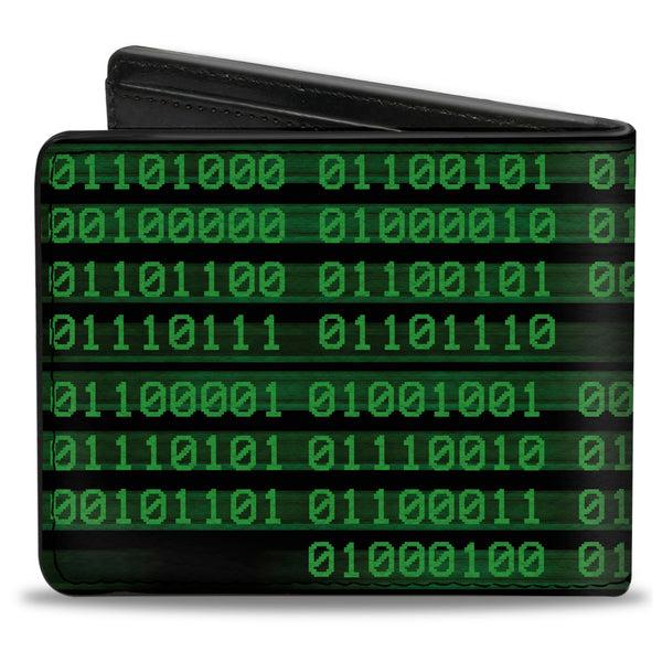 Buckle Down Bi-Fold Wallet - Binary Code Black Green