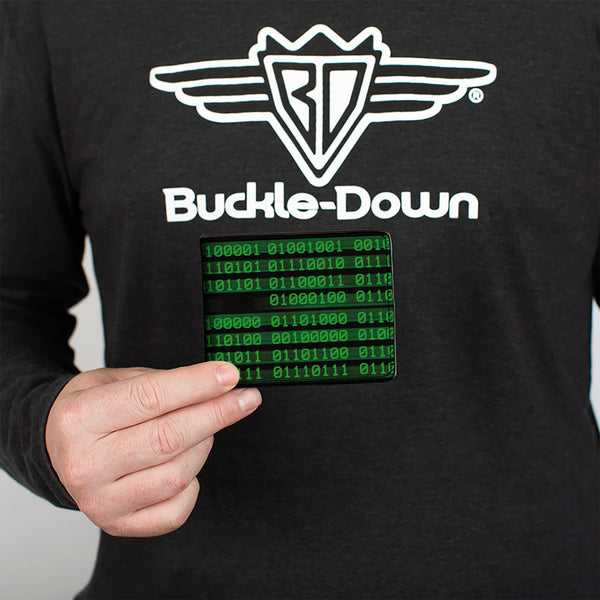 Buckle Down Bi-Fold Wallet - Binary Code Black Green