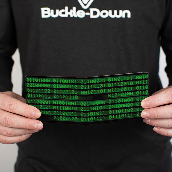 Buckle Down Bi-Fold Wallet - Binary Code Black Green