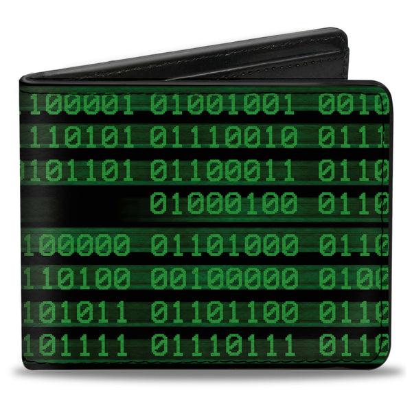 buckle down Bi-Fold Wallet - Binary Code Black Green