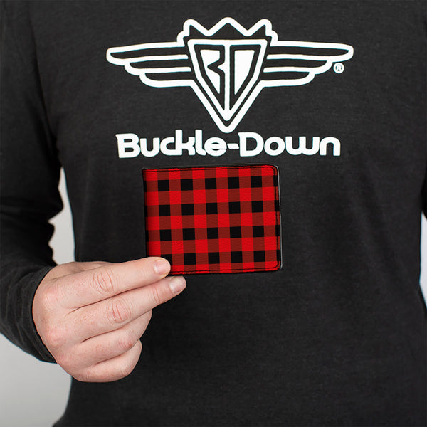 Buckle Down Bi-Fold Wallet - Buffalo Plaid Black Red