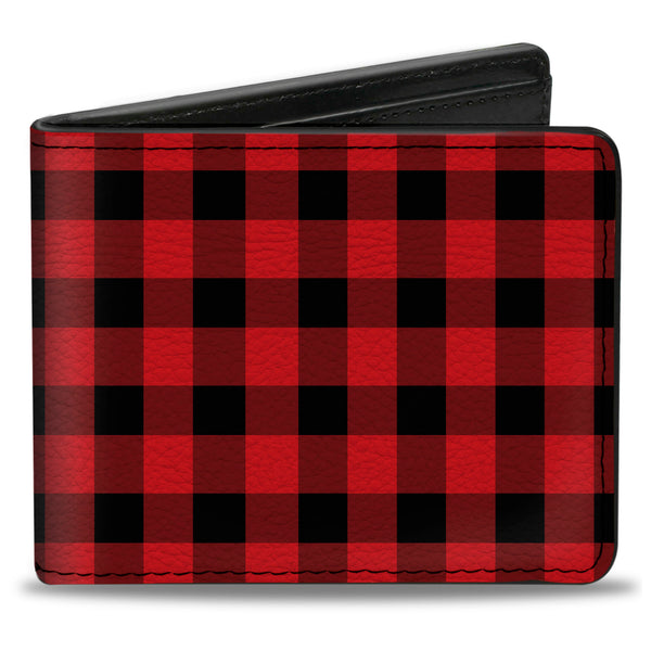 buckle down Bi-Fold Wallet - Buffalo Plaid Black Red