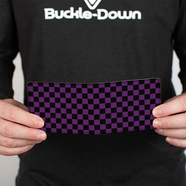Buckle Down Bi-Fold Wallet - Checker Black Purple