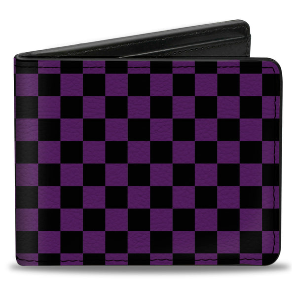 buckle down Bi-Fold Wallet - Checker Black Purple
