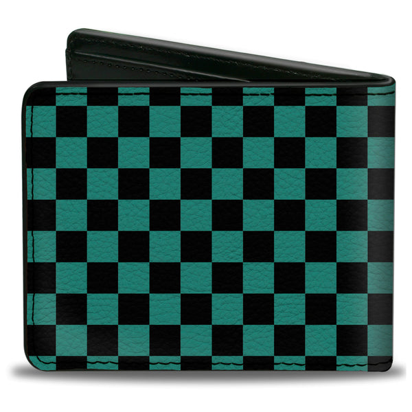 Buckle Down Bi-Fold Wallet - Checker Black Teal