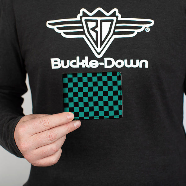 Buckle Down Bi-Fold Wallet - Checker Black Teal
