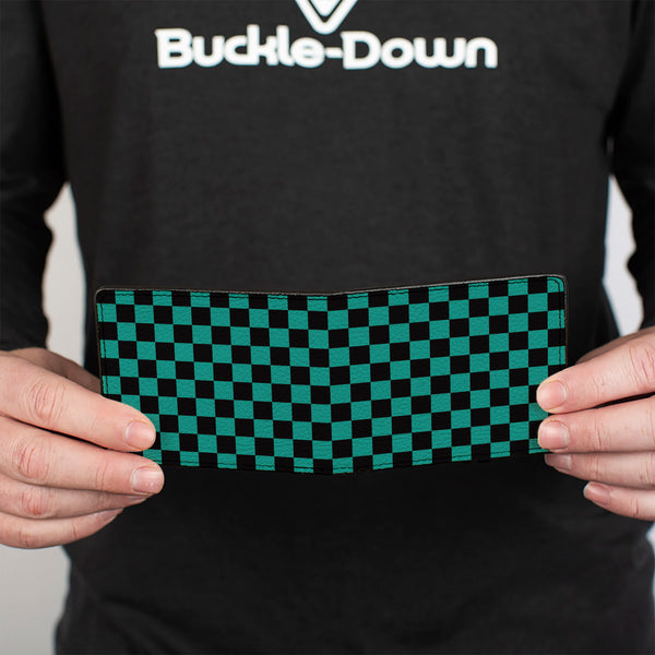 Buckle Down Bi-Fold Wallet - Checker Black Teal