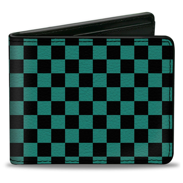 buckle down Bi-Fold Wallet - Checker Black Teal