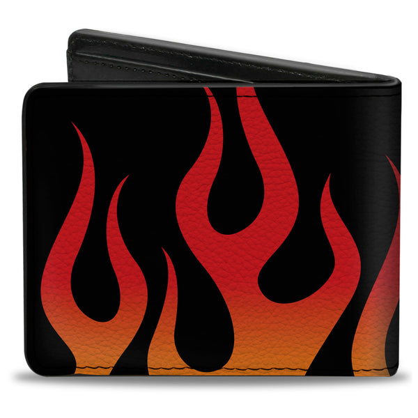 Buckle Down Bi-Fold Wallet - Flames Black Orange Red