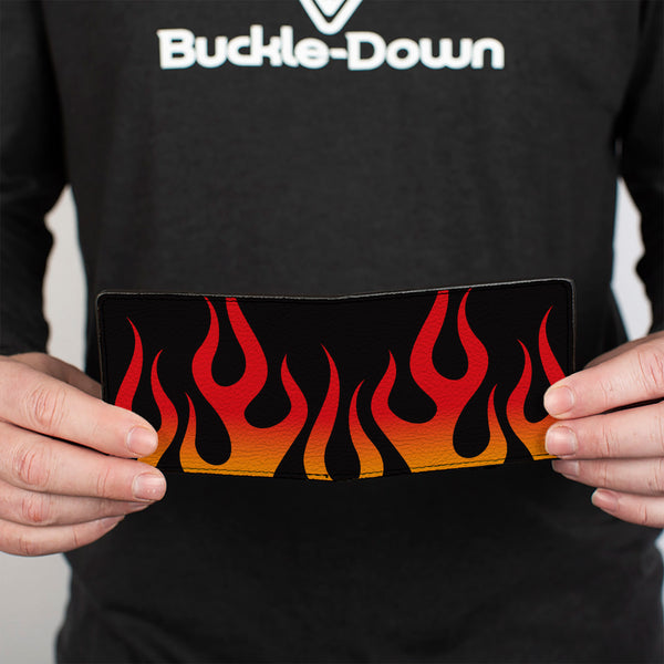 Buckle Down Bi-Fold Wallet - Flames Black Orange Red