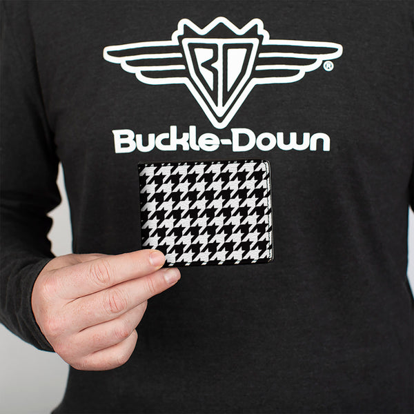 Buckle Down Bi-Fold Wallet - Houndstooth Black White