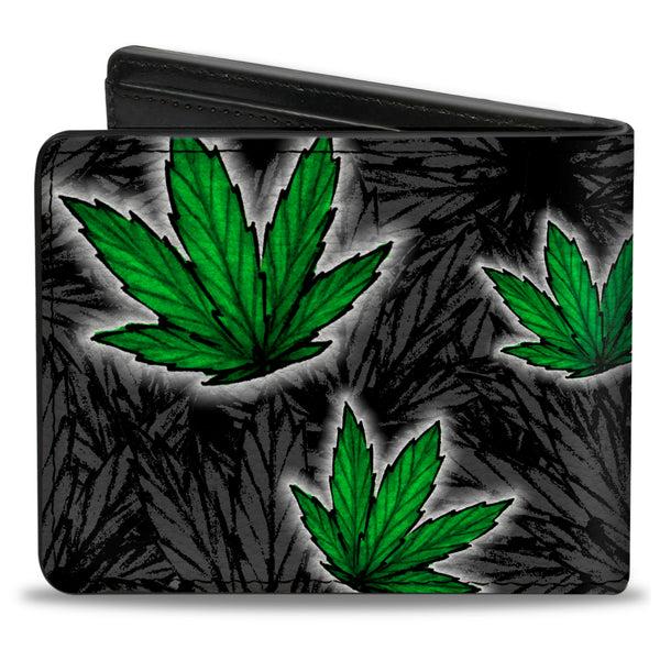 Buckle Down Bi-Fold Wallet - Marijuana Haze Black